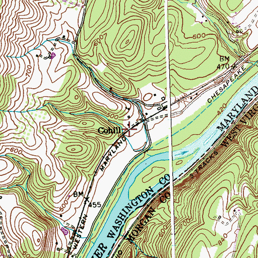 Topographic Map of Cohill, MD