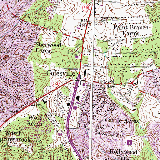 Topographic Map of Colesville, MD
