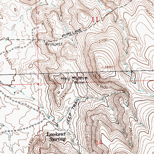 Topographic Map of Holy Moses Mine, AZ
