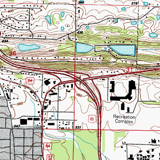 Topographic Map of Interchange 125, AR