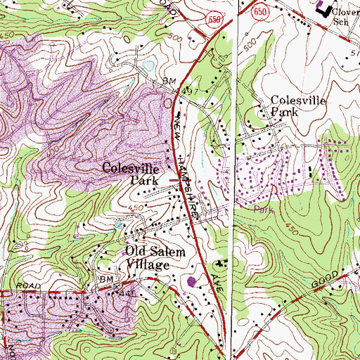 Topographic Map of Colesville Park, MD