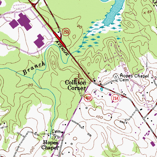 Topographic Map of Collison Corner, MD