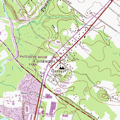 Topographic Map of Conaways, MD