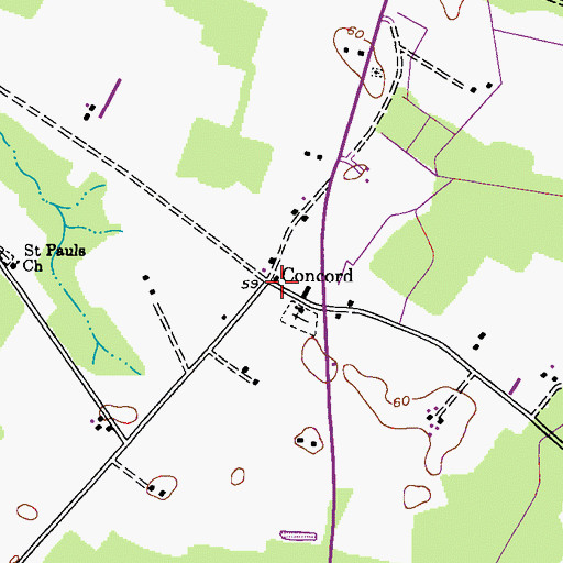 Topographic Map of Concord, MD
