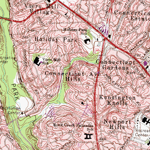 Topographic Map of Connecticut Avenue Hills, MD