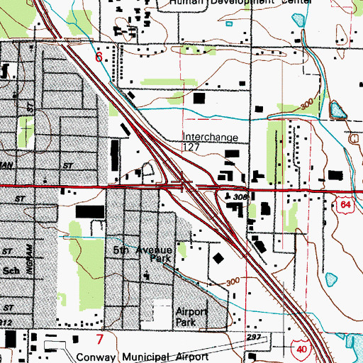 Topographic Map of Interchange 127, AR