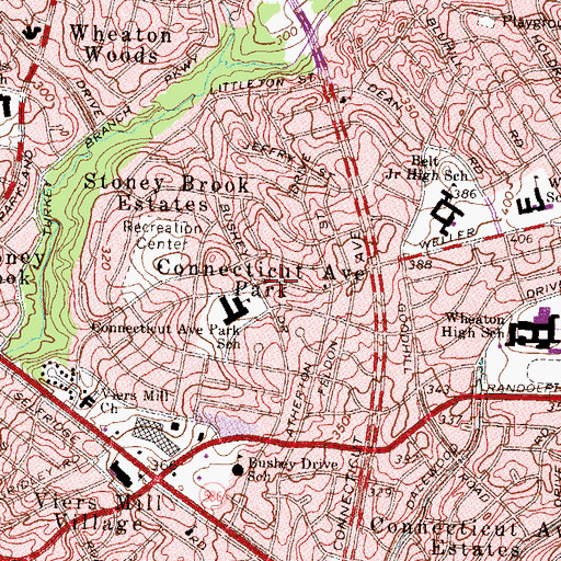 Topographic Map of Connecticut Avenue Park, MD