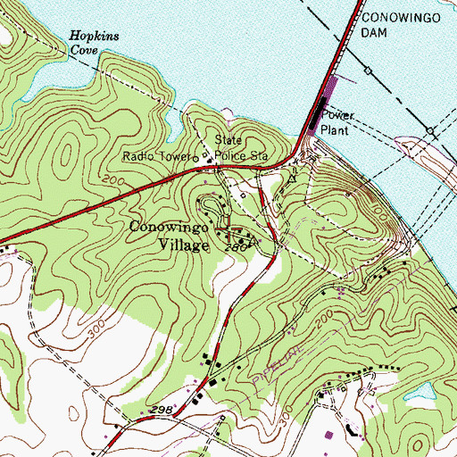 Topographic Map of Conowingo Village, MD
