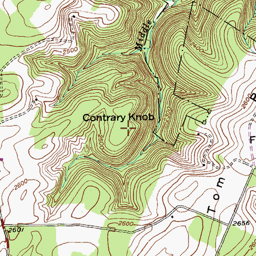 Topographic Map of Contrary Knob, MD