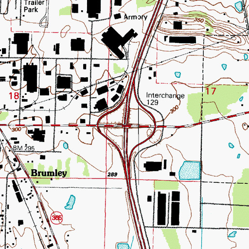 Topographic Map of Interchange 129, AR