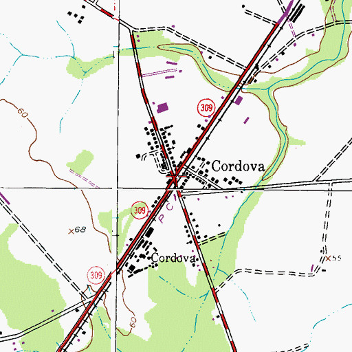 Topographic Map of Cordova, MD