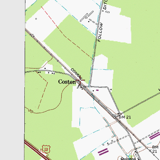 Topographic Map of Costen, MD