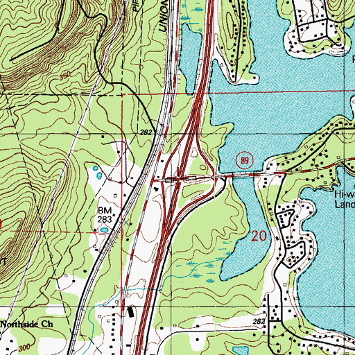 Topographic Map of Interchange 135, AR