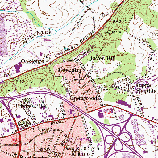 Topographic Map of Coventry, MD