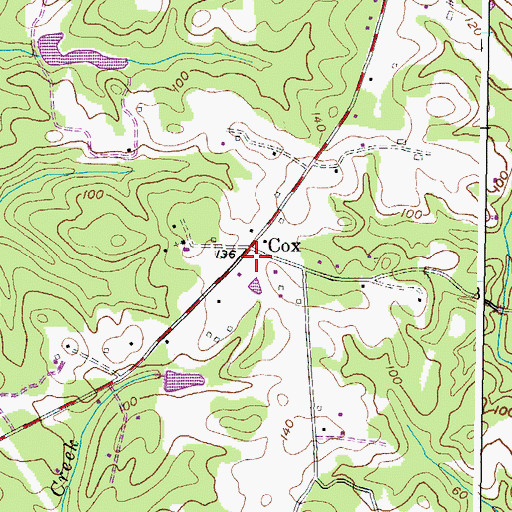Topographic Map of Cox, MD