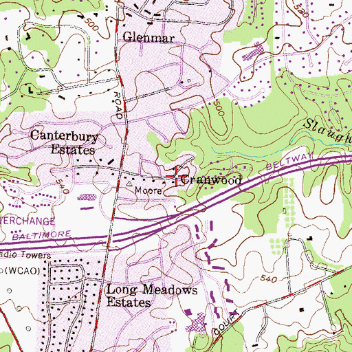 Topographic Map of Cranwood, MD