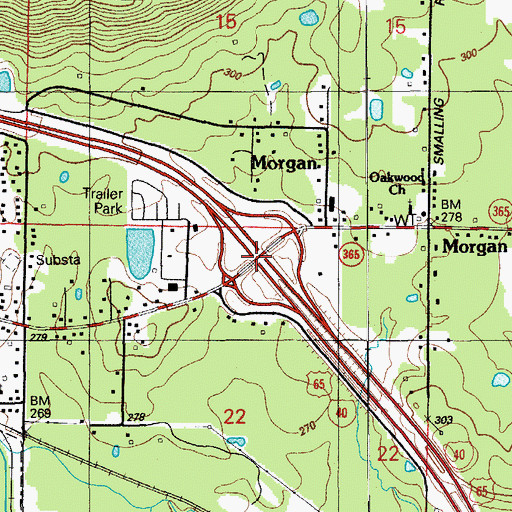 Topographic Map of Interchange 142, AR