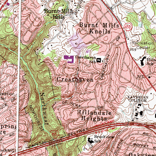 Topographic Map of Cresthaven, MD