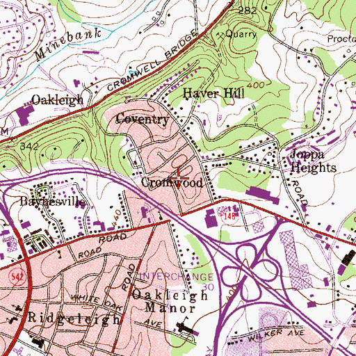 Topographic Map of Cromwood, MD