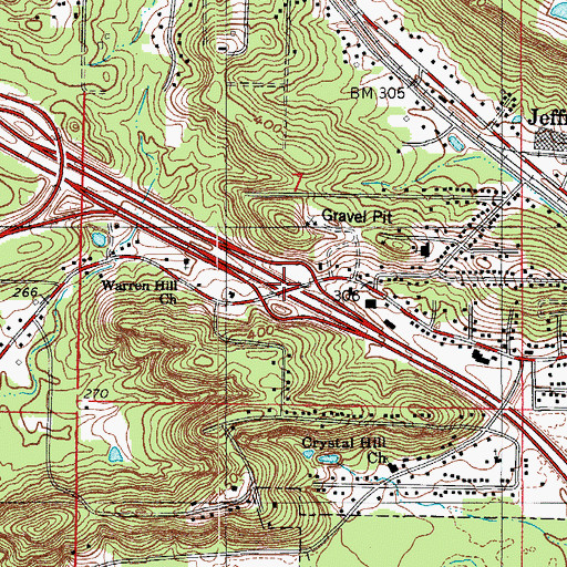 Topographic Map of Interchange 148, AR