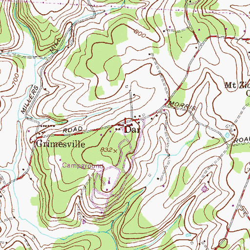 Topographic Map of Dar, MD