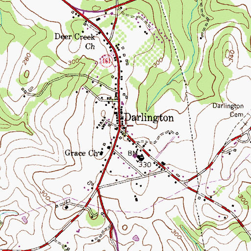 Topographic Map of Darlington, MD