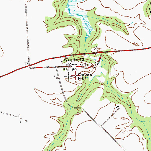 Topographic Map of Daves Hill, MD