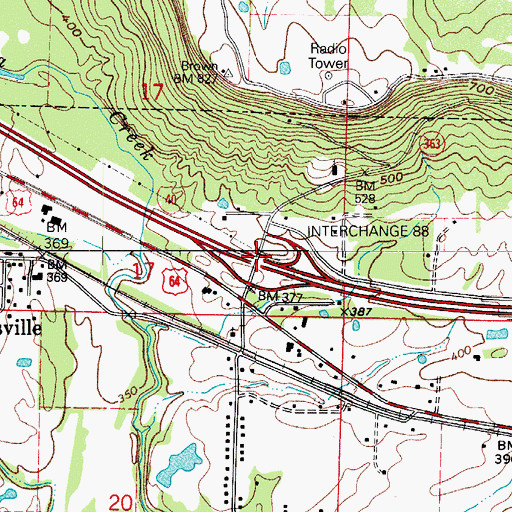 Topographic Map of Interstate 88, AR