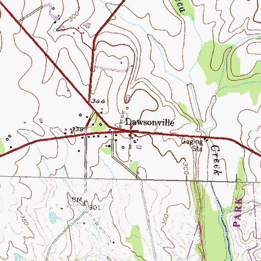 Topographic Map of Dawsonville, MD