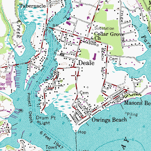 Topographic Map of Deale, MD