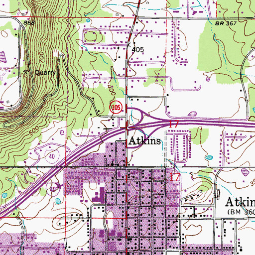 Topographic Map of Interchange 94, AR