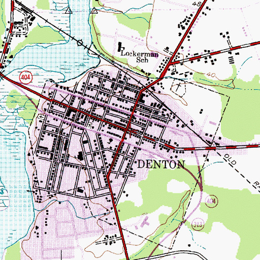 Topographic Map of Denton, MD