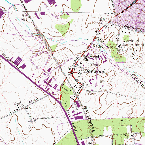 Topographic Map of Derwood, MD