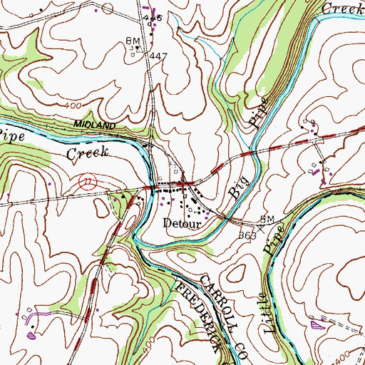 Topographic Map of Detour, MD