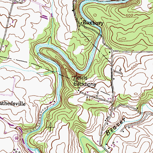 Topographic Map of Devils Backbone, MD