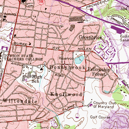 Topographic Map of Donnybrook, MD