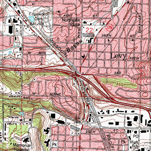 Topographic Map of Interchange 152, AR