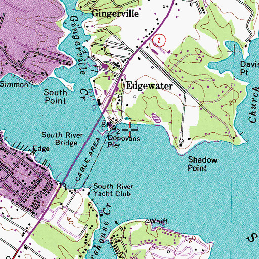 Topographic Map of Donovans Pier, MD