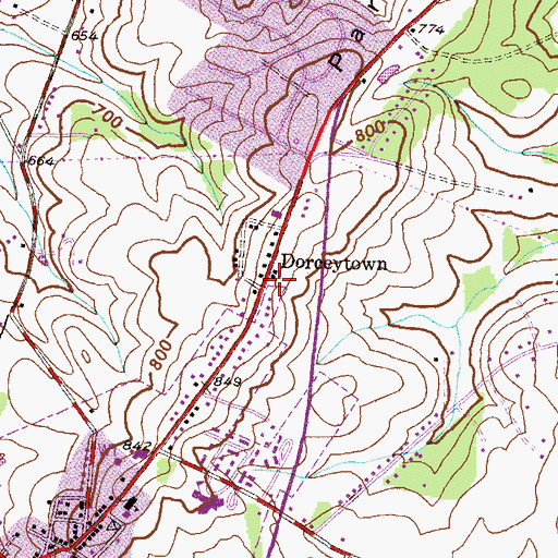Topographic Map of Dorceytown, MD