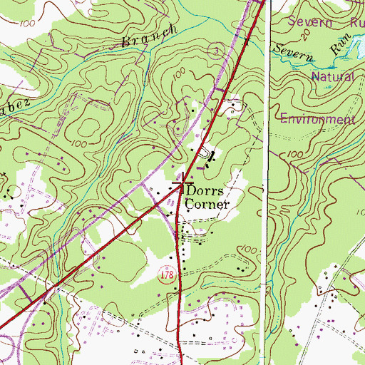 Topographic Map of Dorrs Corner, MD