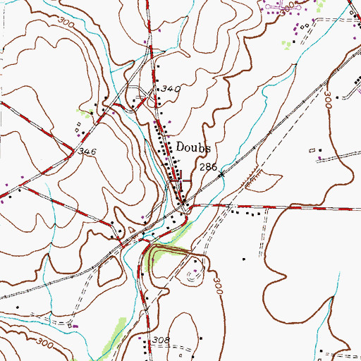 Topographic Map of Doubs, MD