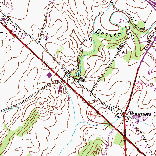 Topographic Map of Doubs Mill, MD