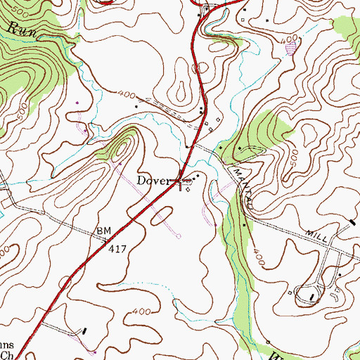 Topographic Map of Dover, MD