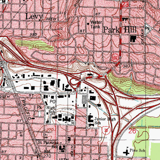 Topographic Map of Interchange 153A, AR