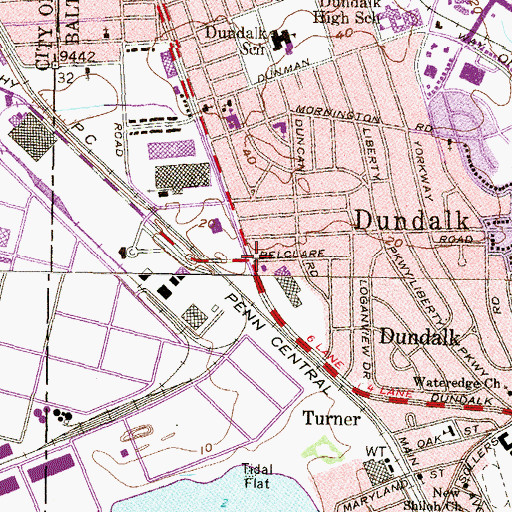 Topographic Map of Dundalk, MD