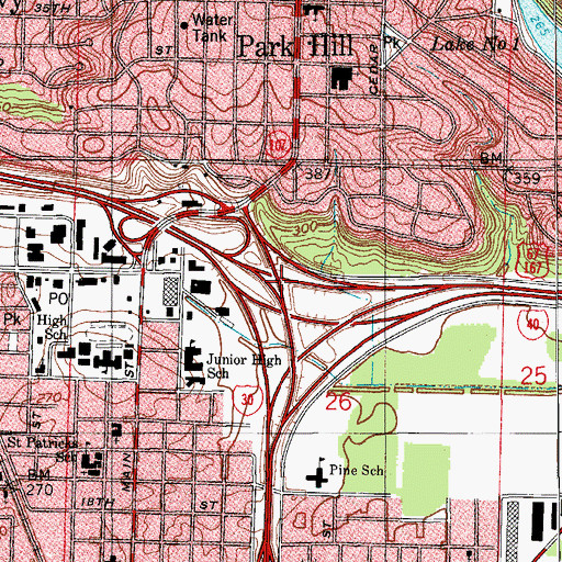 Topographic Map of Interchange 153 B, AR