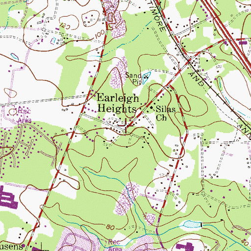 Topographic Map of Earleigh Heights, MD