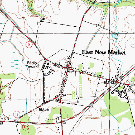 Topographic Map of East New Market, MD