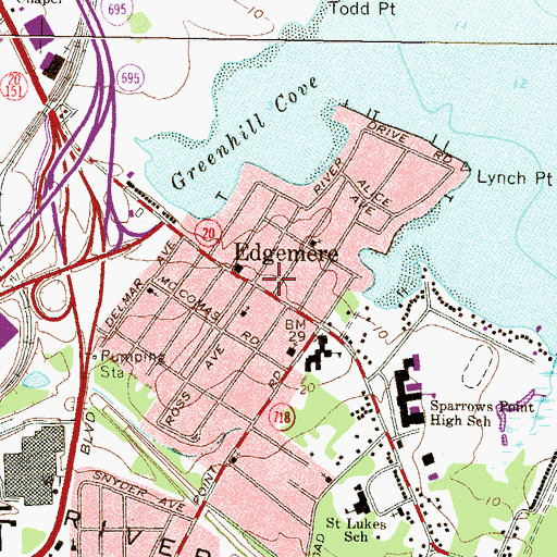 Topographic Map of Edgemere, MD