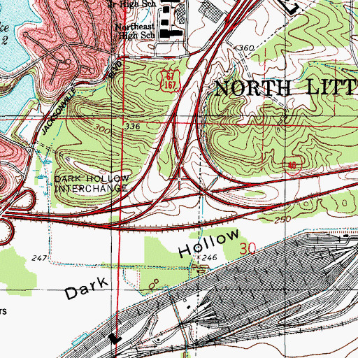 Topographic Map of Interchange 155, AR